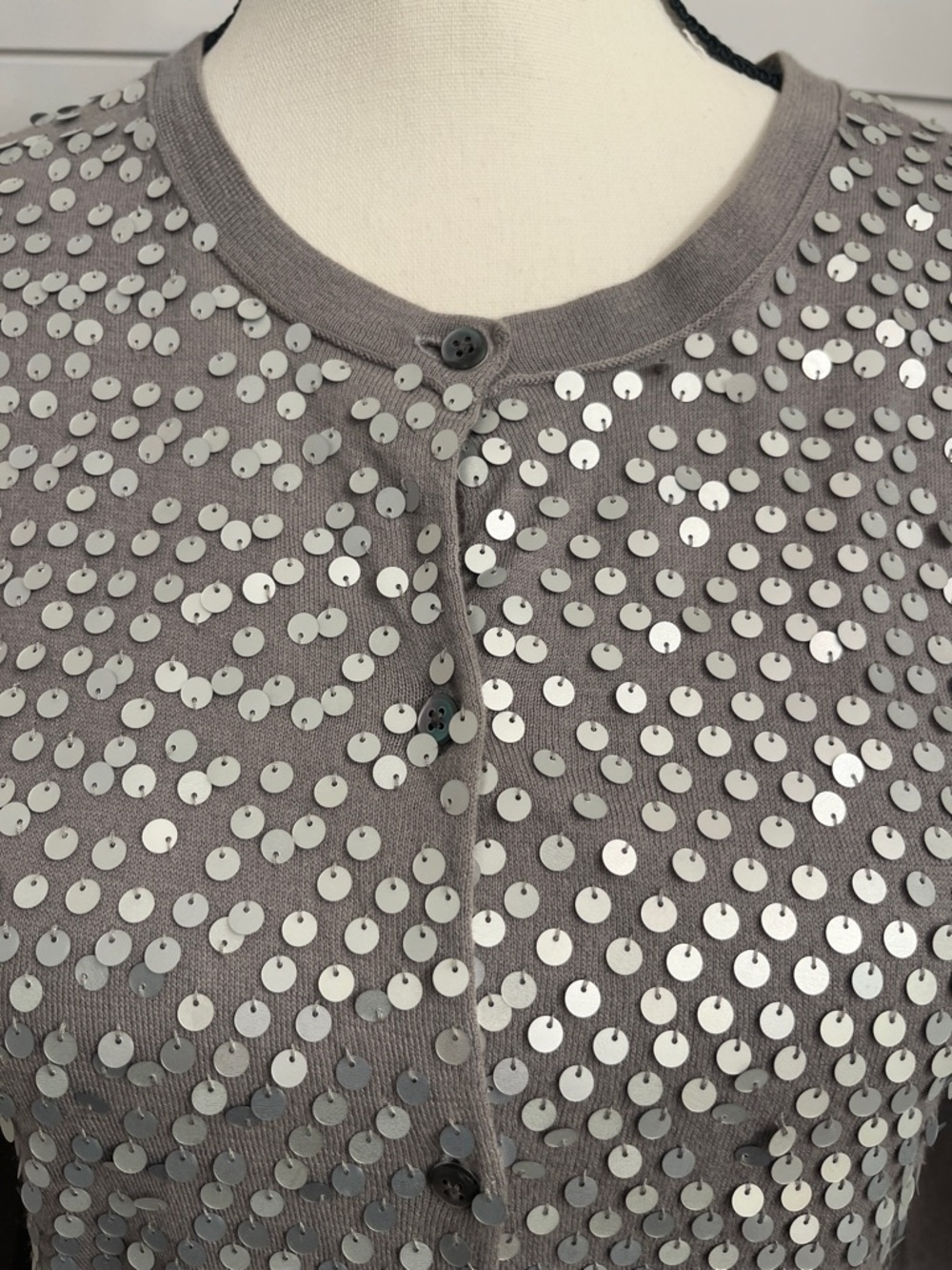 J. Crew Gray Sequin-Embellished Cardigan